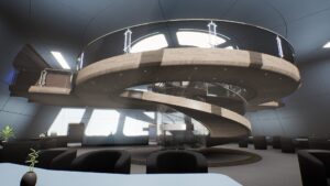 Retrofuturist ship interior